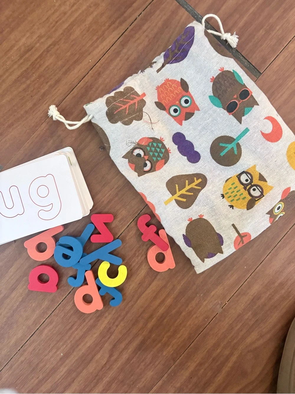 Kids Alphabet Foam Letters Learning Set with Owl Drawstring Bag - Multicolor